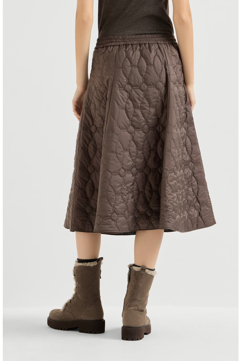 Water-resistant matte nylon quilted skirt with Thermore®, Alternate, color, Coffee