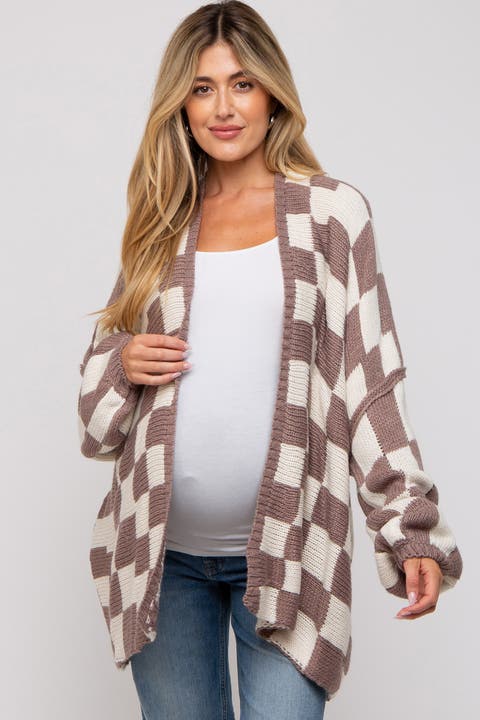 Checkered Print Oversized Cardigan
