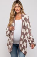 PinkBlush Checkered Print Oversized Cardigan