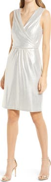 Julia Jordan Donna Ricco Knit Foil Surplice Dress