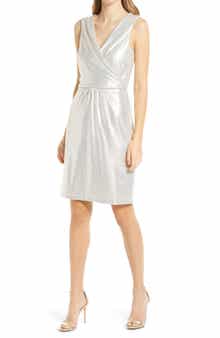 Julia Jordan Donna Ricco Knit Foil Surplice Dress