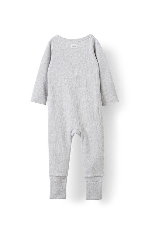 Cotton On Kids The Billie Long Sleeve Rib Romper In Cloud Marle