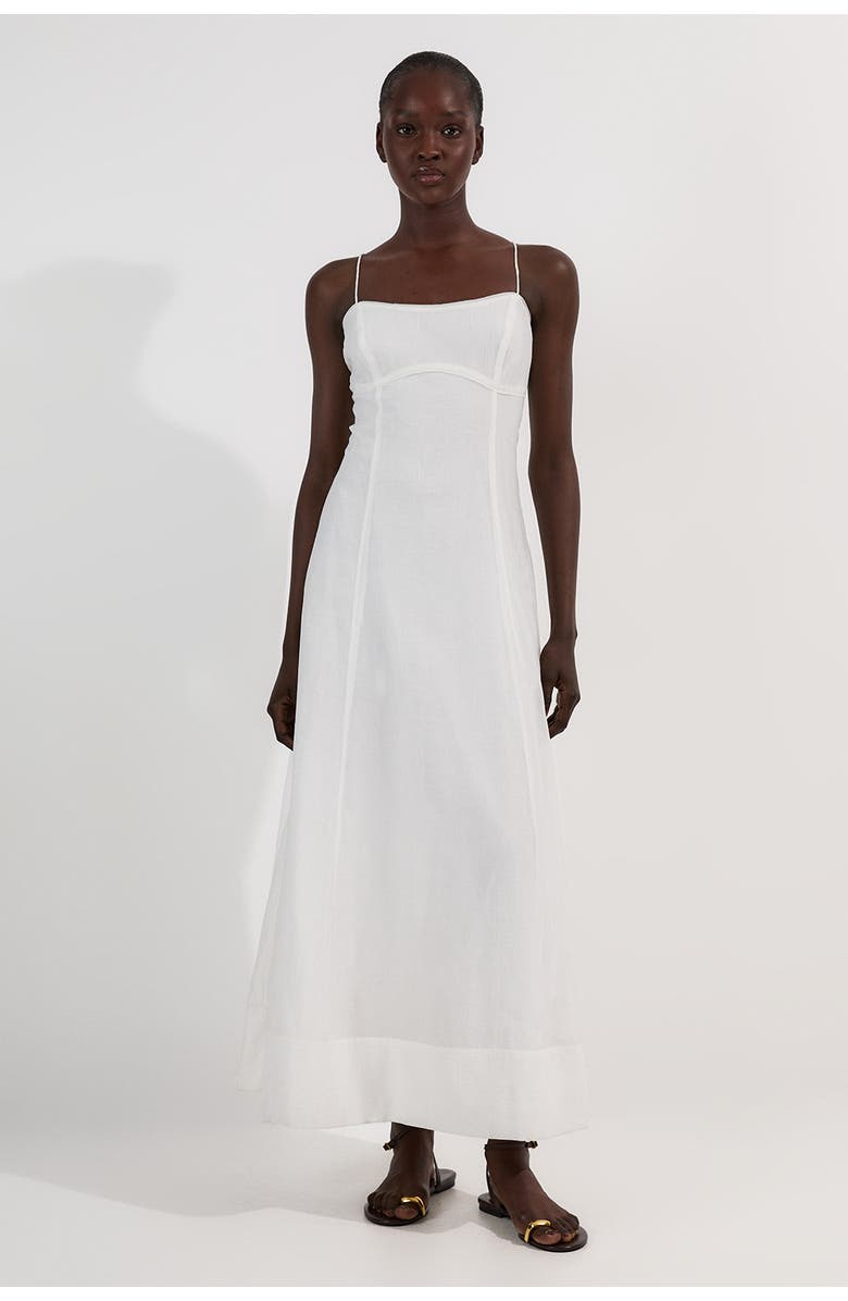 Karen Millen Strappy Woven Midi Dress, Main, color, Ivory