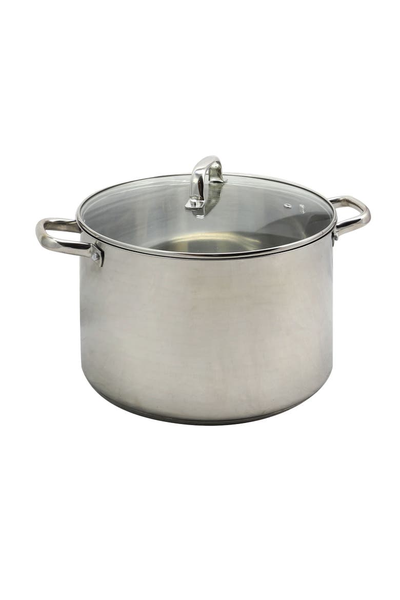 Adenmore 16 Quart Stainless Steel Stock Pot With Tempe Glass Lid, Alternate, color, Metallic Silver