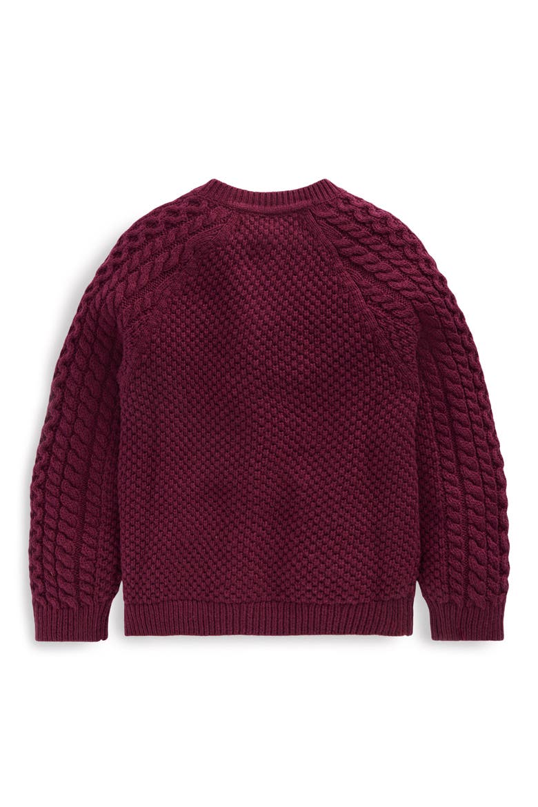 Kids' Heritage Cable Stitch Cardigan, Alternate, color, PLUM