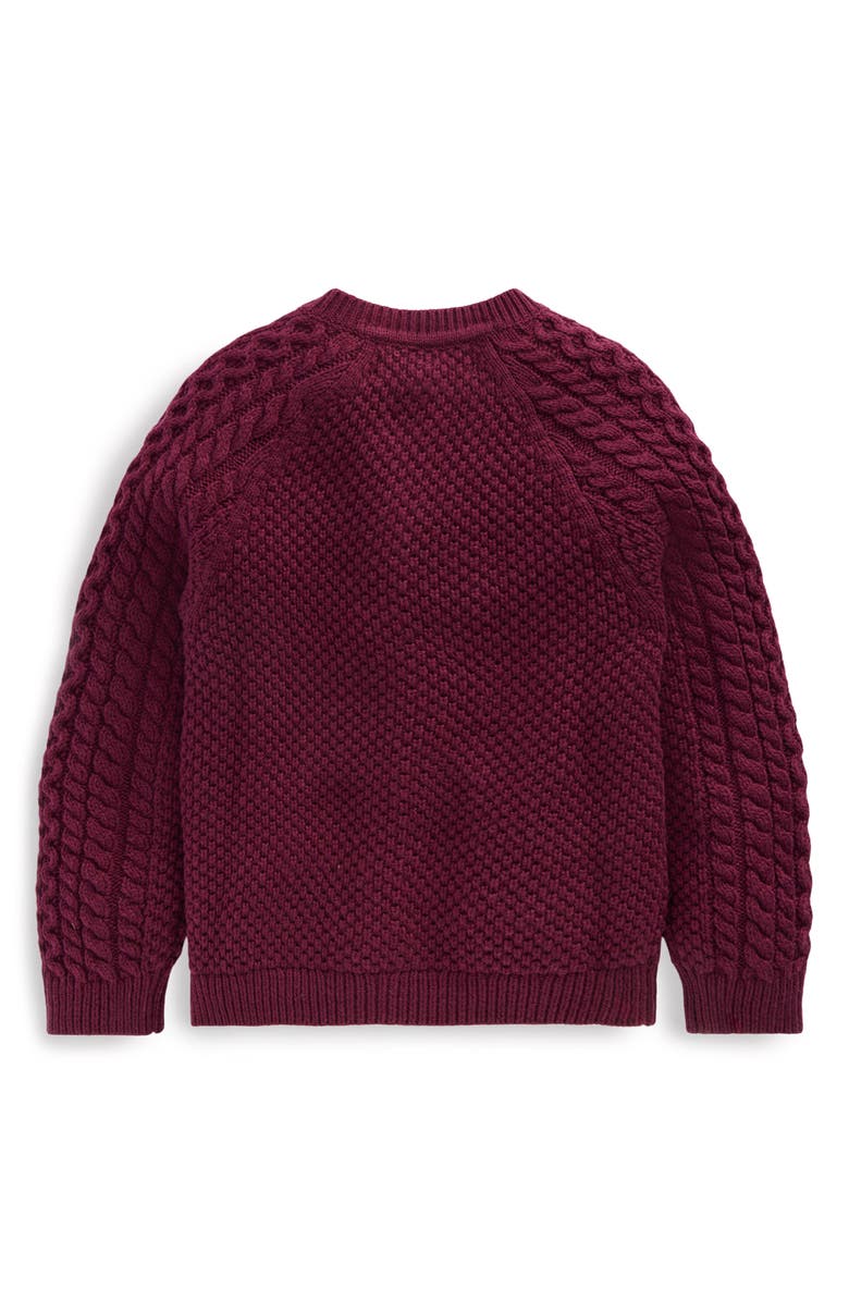Mini Boden Kids' Heritage Cable Stitch Cardigan, Alternate, color, Plum