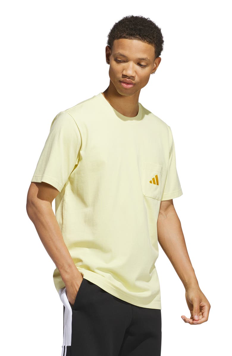 adidas 3-Bar Logo Pocket T-Shirt, Alternate, color, Powder Yellow