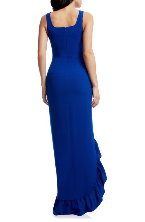 Dress The Population Charlene Ruffle Gown In Cobalt