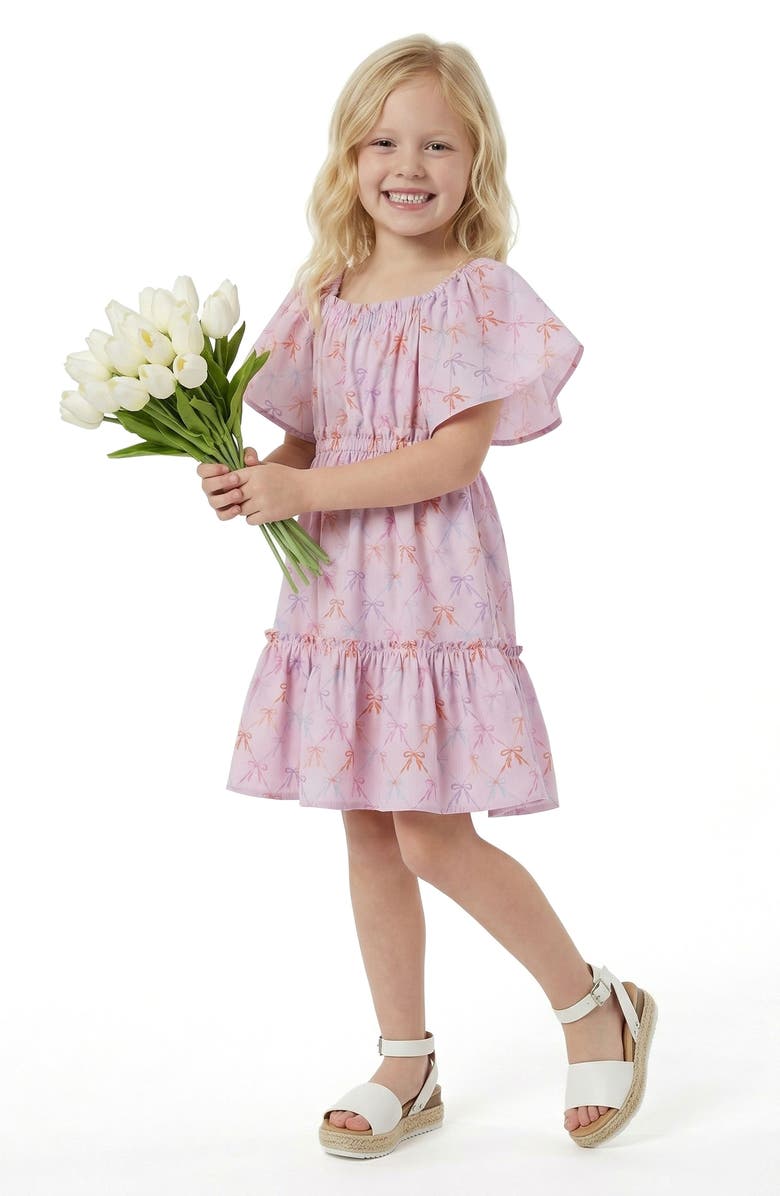 Andy & Evan Kids' Flutter Sleeve Dress, Alternate, color, Pink Bows