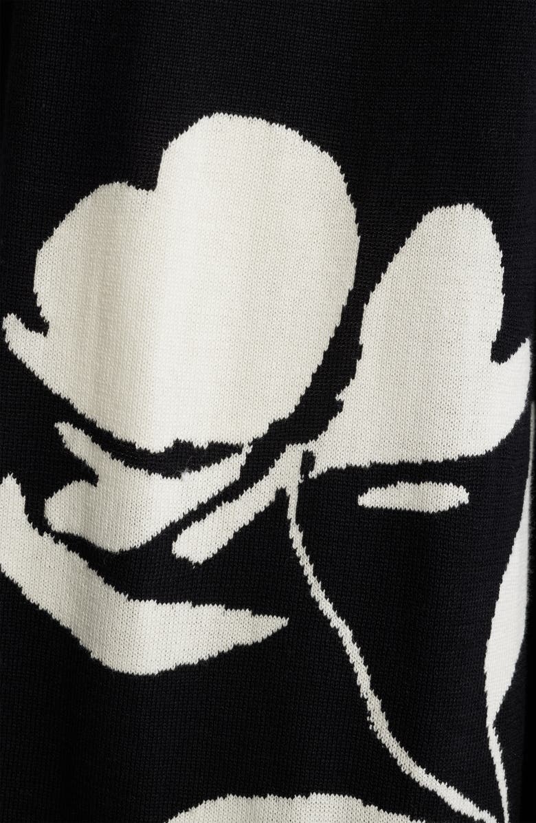 Anne Klein Floral Intarsia Open Front Longline Cardigan, Alternate, color, 