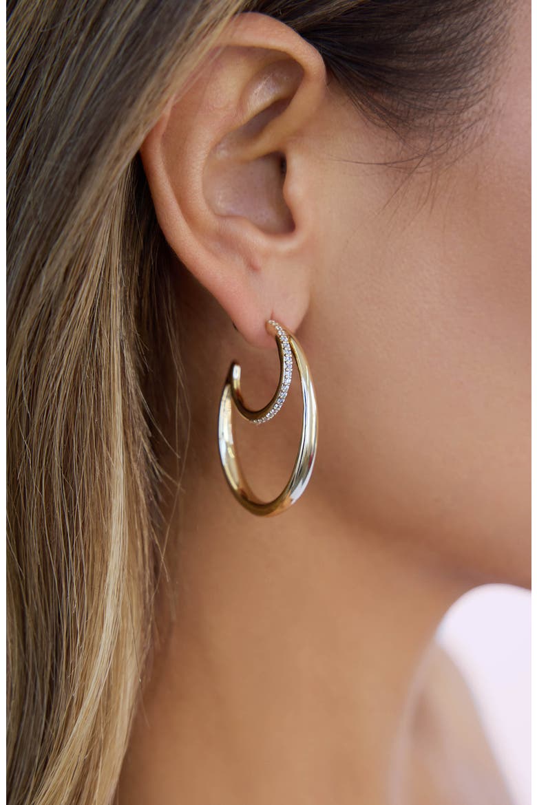 Concentric Rings Pavé Hoop Earrings, Alternate, color, GOLD