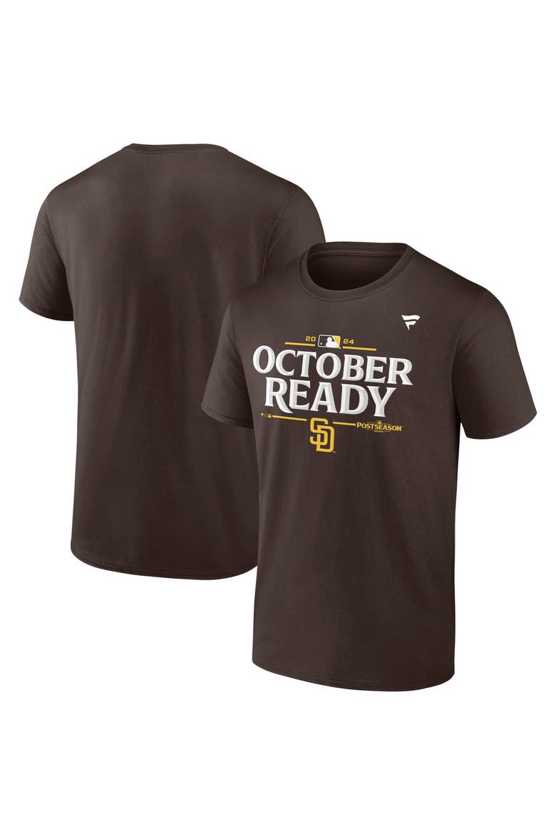 Men's Fanatics  Brown San Diego Padres 2024 MLB Postseason Locker Room T-Shirt, Alternate, color, Brown