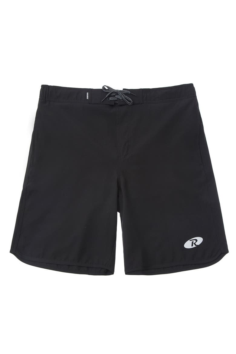 Quick-Dry Stretch Swim Trunks with Adjustable Waistband, Alternate, color, Black