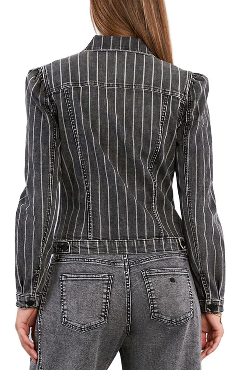 Wash Lab Denim Luna Puff Shoulder Denim Jacket, Alternate, color, Grey Denim Stripe