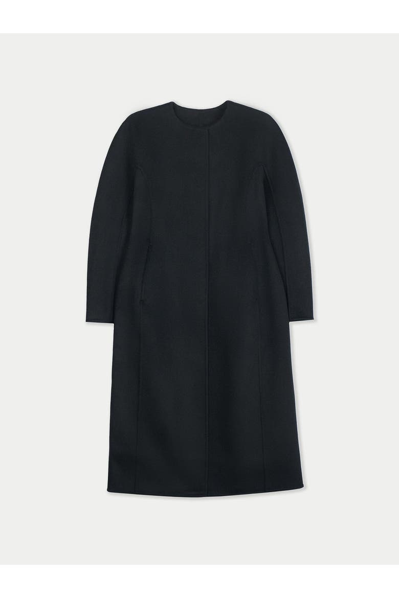 Oval-Sleeve Cashmere Coat, Alternate, color, black