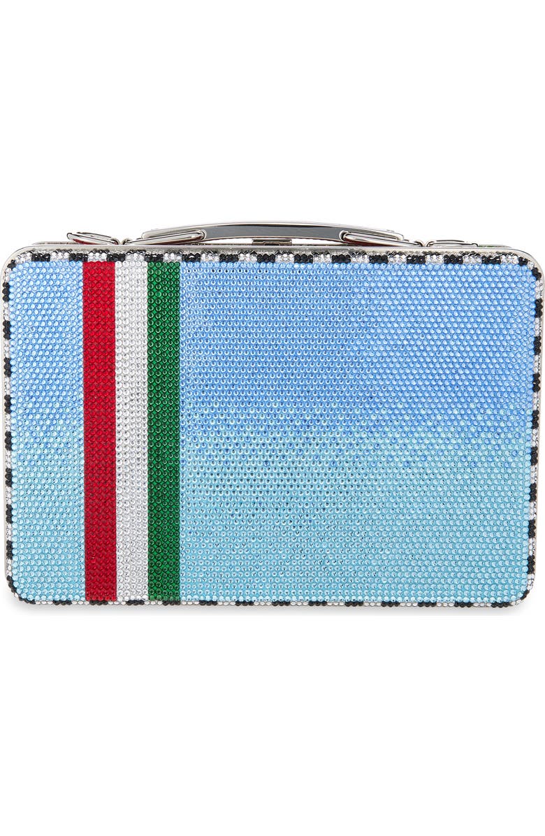 JUDITH LEIBER COUTURE Beep Beep Crystal Embellished Lunch Box Clutch, Alternate, color, Silver Sapphire Multi