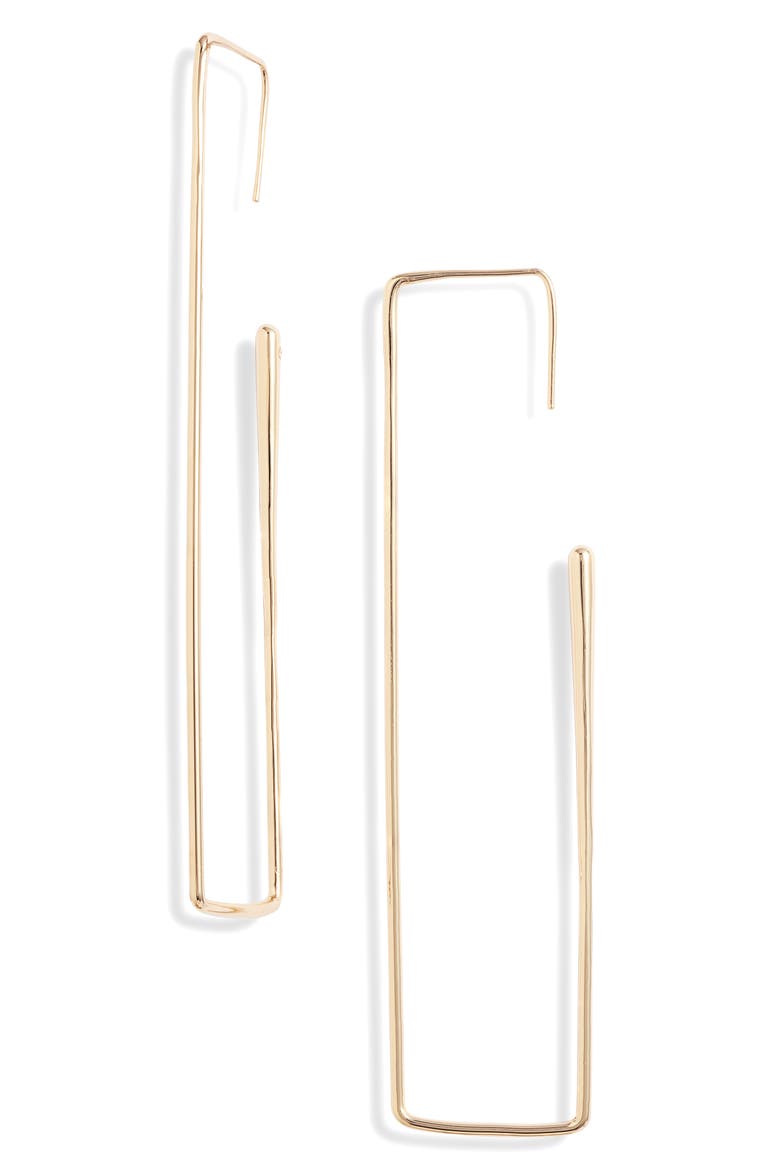 Rectangular Hoop Earrings, Main, color, GOLD