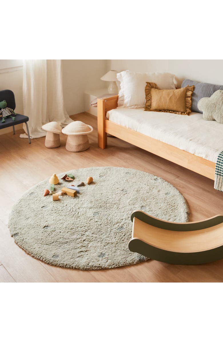 Lorena Canals Washable Rug Round Dot, Alternate, color, Blue Sage, Vintage Blue