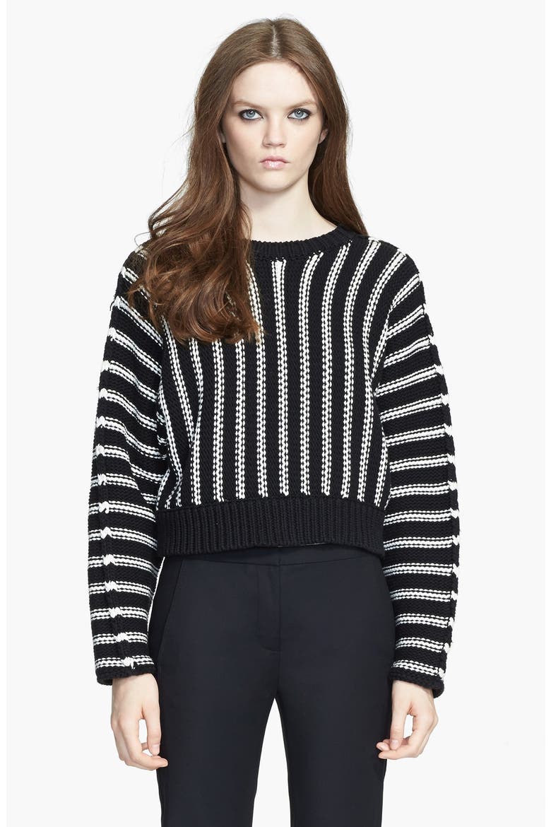 Chunky Knit Sweater, Main, color, BLACK/ WHITE
