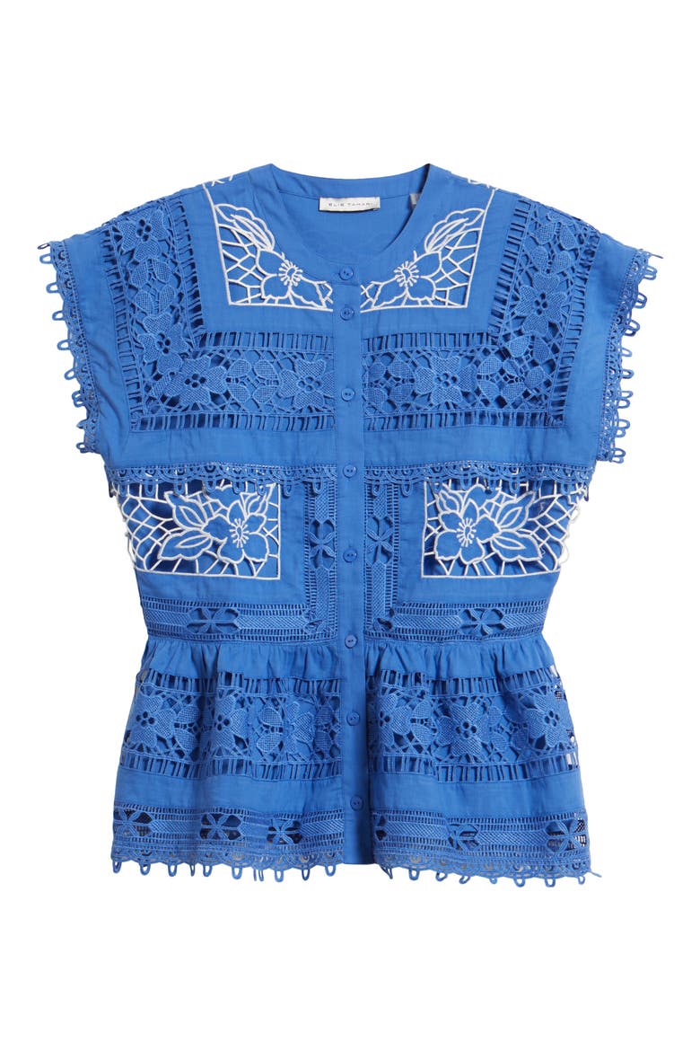 Ava Eyelet Top, Main, color, SEAPORT BLUE