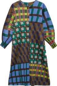 Pleats Please Issey Miyake Harmony Pleated Three Quarter Sleeve Midi Dress