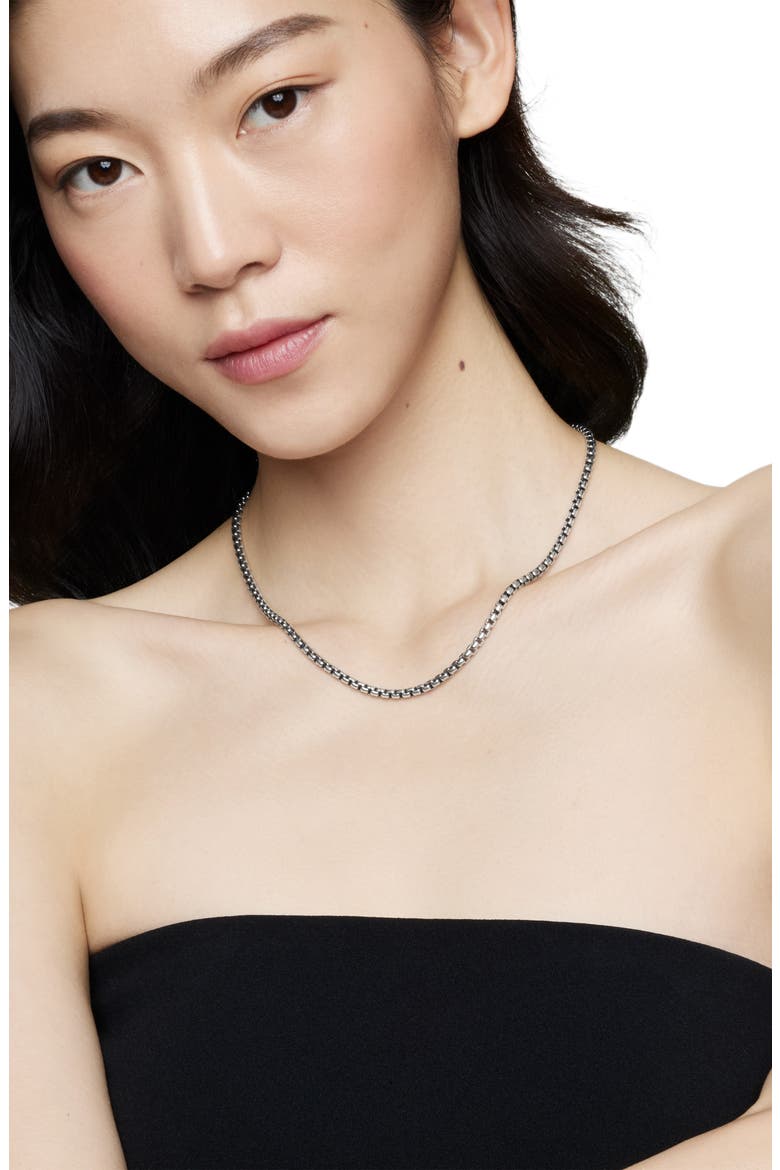 Box Chain Necklace in Sterling Silver with 14K Yellow Gold Accent, 3.6mm, Alternate, color, TWO TONE