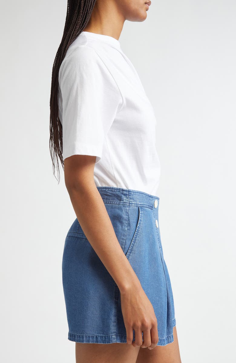 Derek Lam 10 Crosby Frederic Short Sleeve Ruched Cotton Top, Alternate, color, 