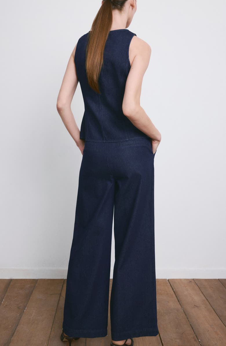 MANGO Flat Front Mid Rise Wide Leg Jeans, Alternate, color, 