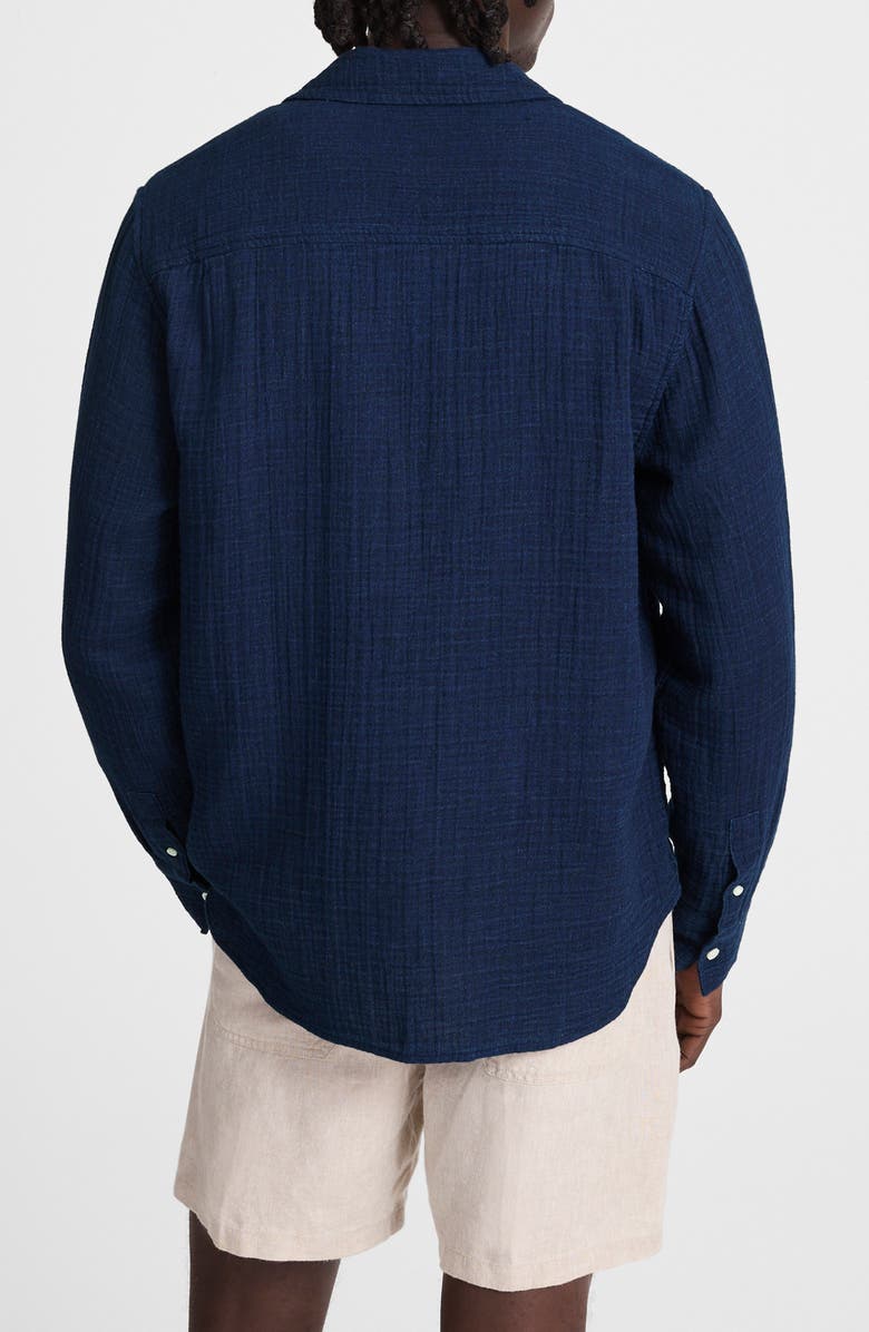 Madewell Indigo Dyed Cotton Button-Up Shirt, Alternate, color, Dark Indigo