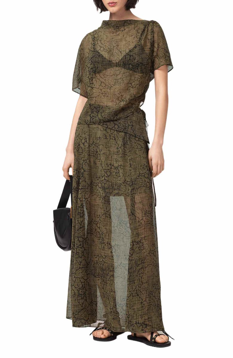 AllSaints Sali Sheer Maxi Skirt, Alternate, color, 