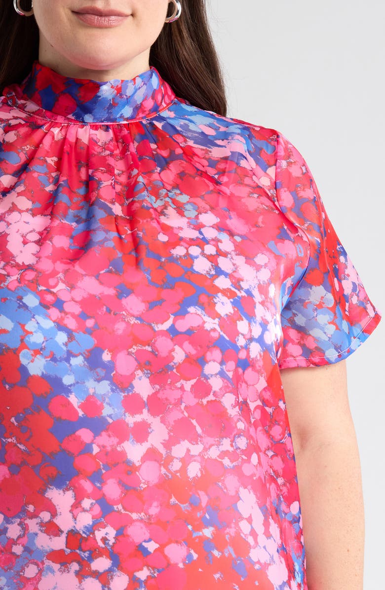 SUGARLIPS Leah Abstract Mock Neck Organza Maxi Dress, Alternate, color, Pink-Blue