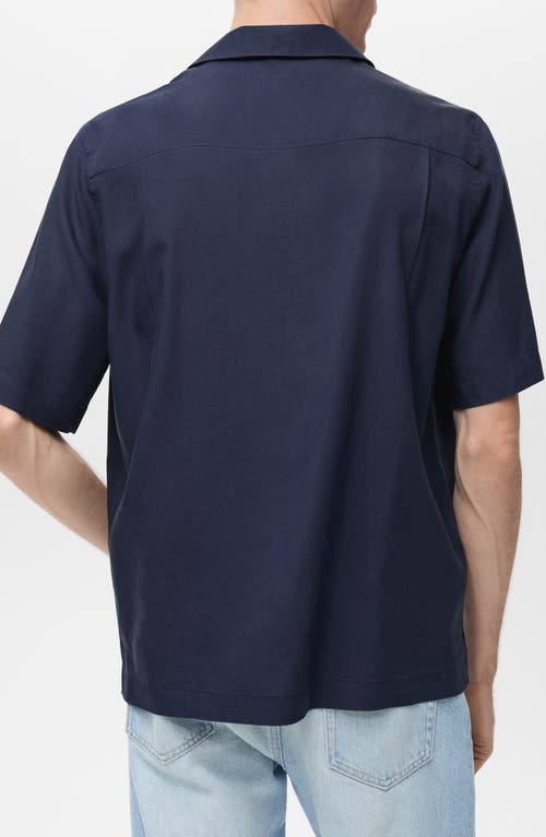 Mango Regular Fit Lyocell Camp Shirt In Blue