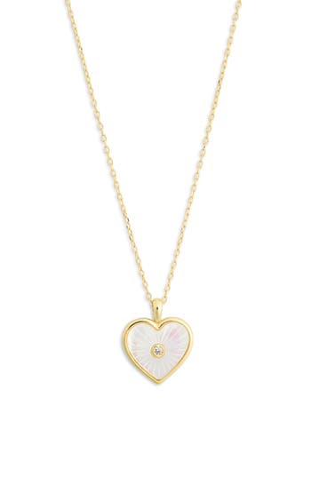 Argento Vivo Mother-of-pearl Cubic Zirconia Heart Pendant Necklace
