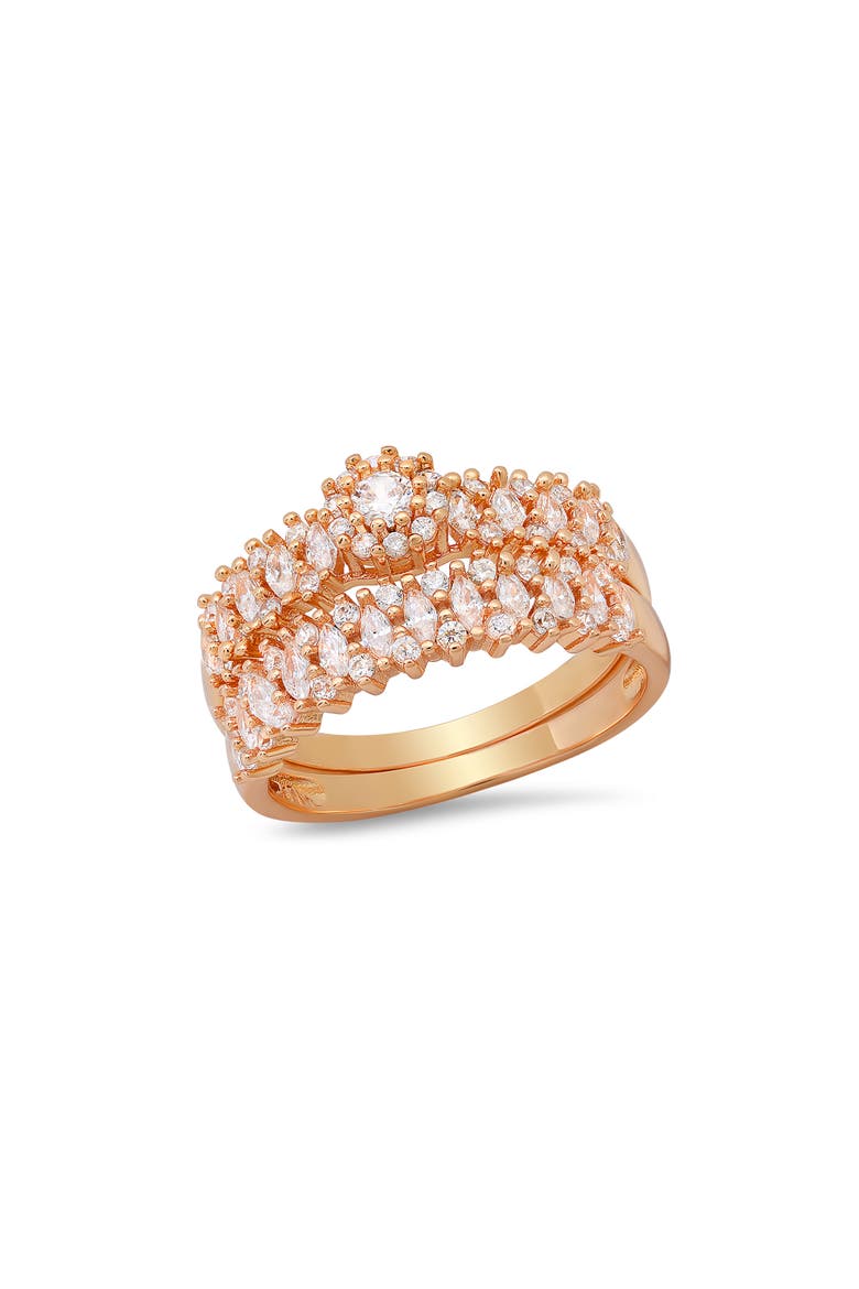 Set of 2 Assorted Simulated Diamond Rings, Main, color, GOLD