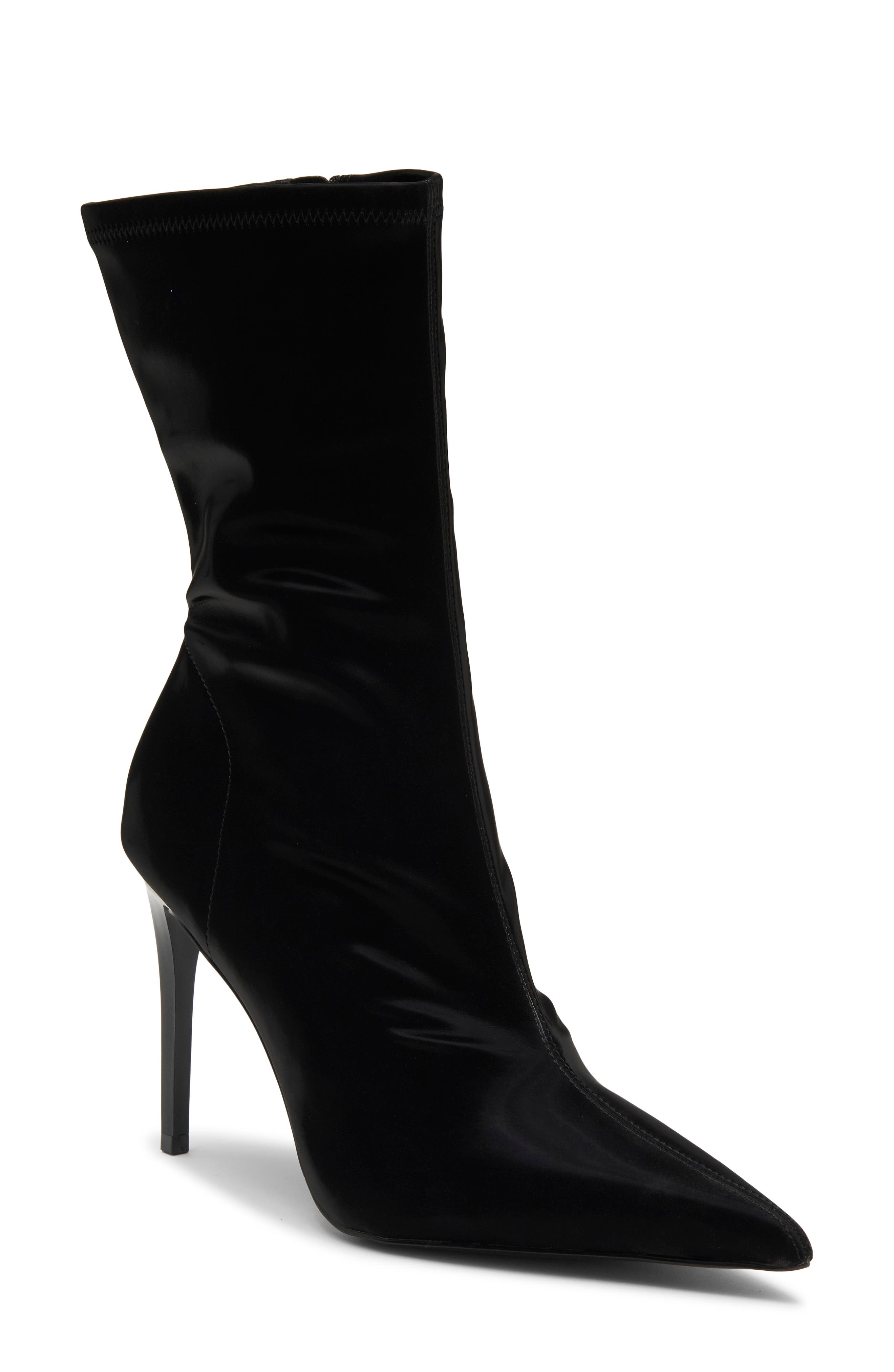 Mackena Bootie, Main, color, BLACK TECHNO SATIN