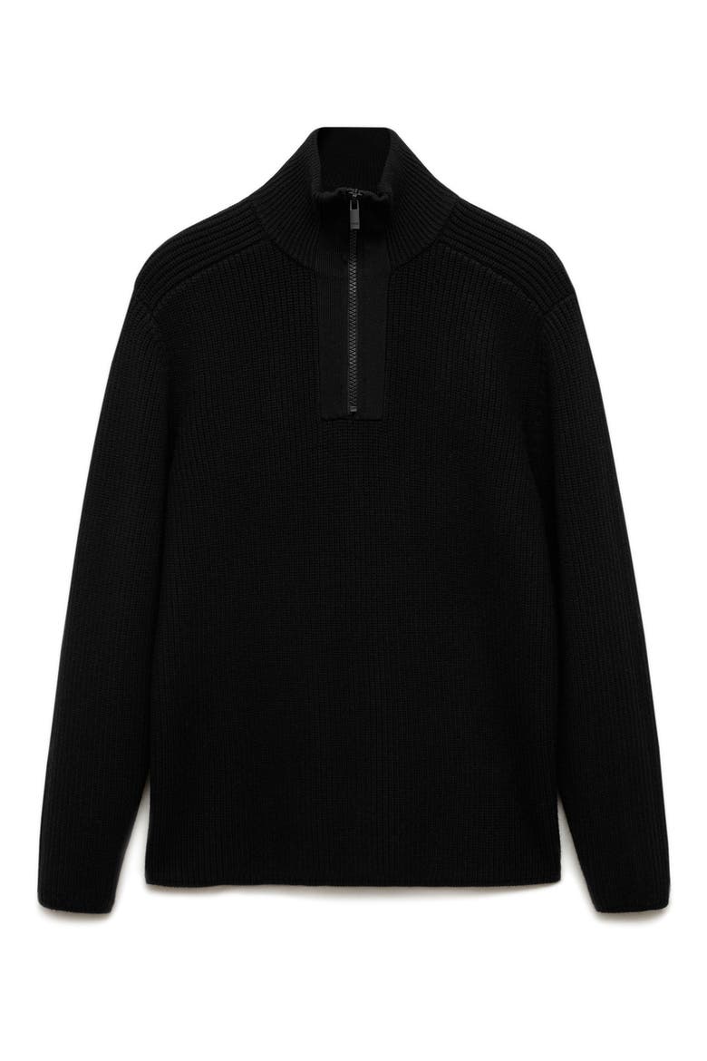 Wool Blend CoolMax Half Zip Pullover, Alternate, color, BLACK