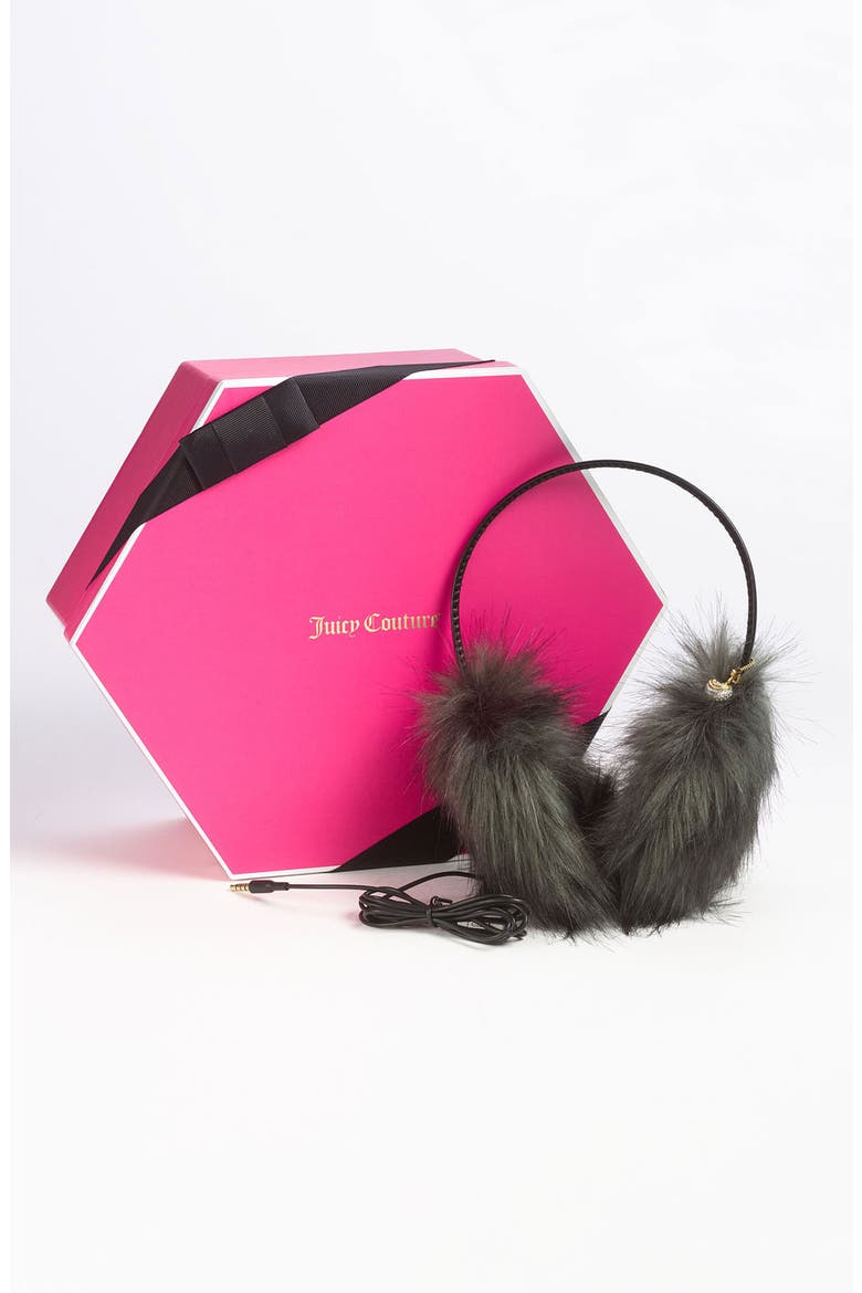 Faux Fur Headphone Earmuffs, Main, color, CARBON GREY