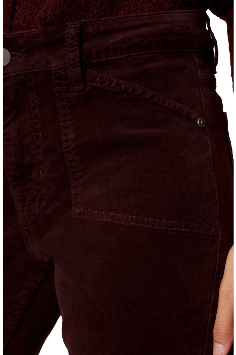 High Waist Bootcut Velveteen Pants, Alternate, color, DARK CRIMSON RED