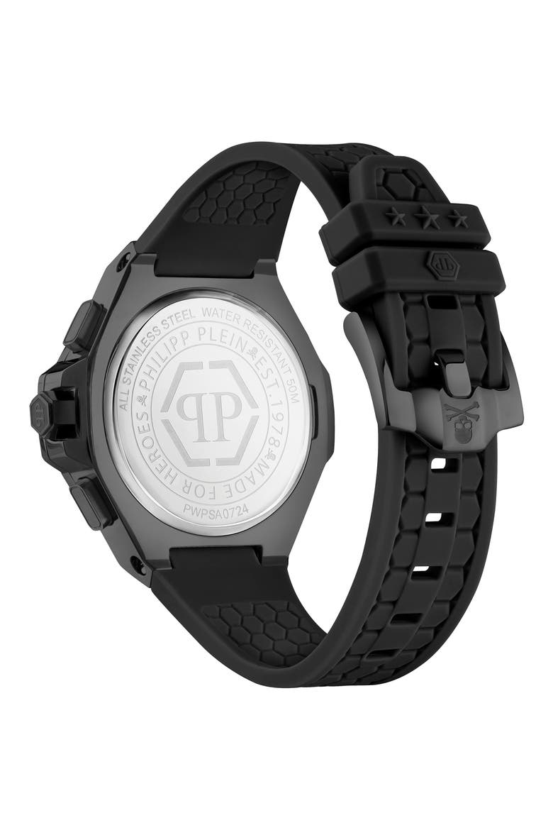 Chrono Royal Crystal Silicone Strap Watch, 42mm, Alternate, color, IP BLACK