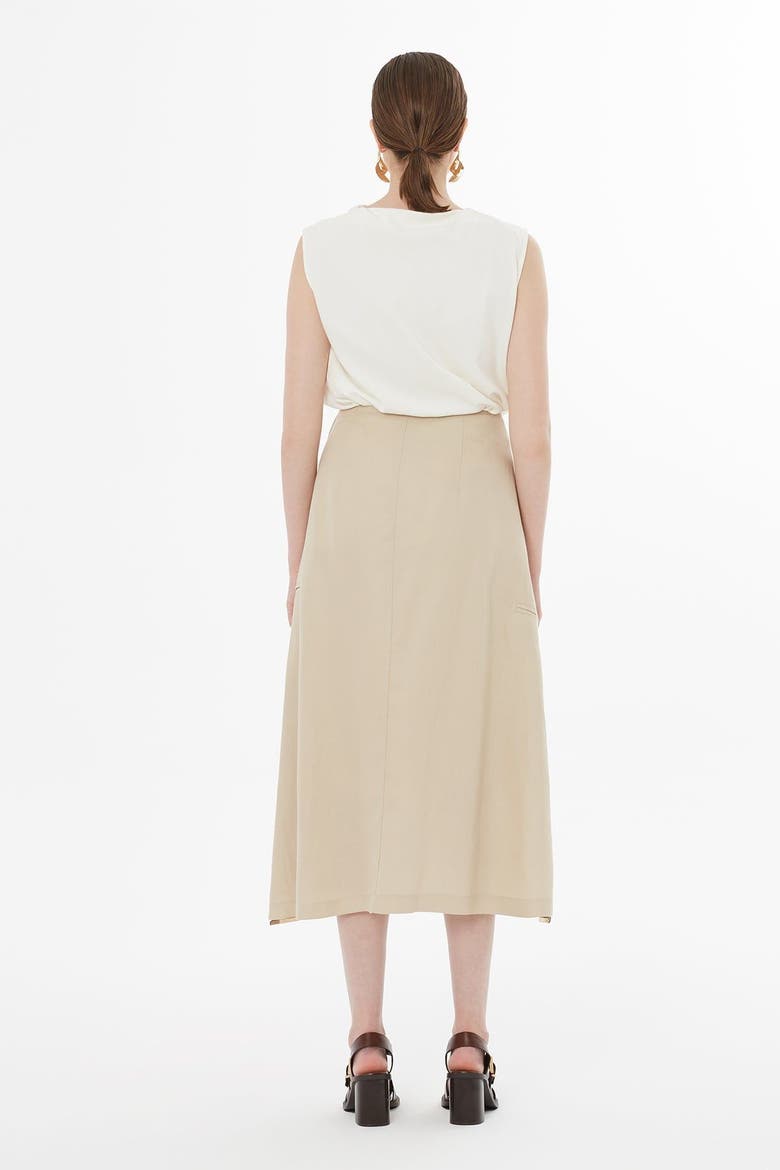 Beige Button-Closure Maxi Skirt, Alternate, color, Beige