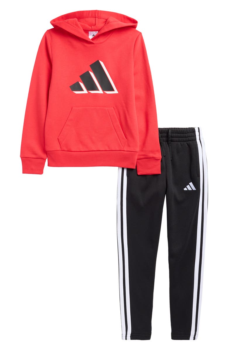 adidas Kids' Cotton Fleece Hoodie & Joggers Set, Main, color, Pure Ruby