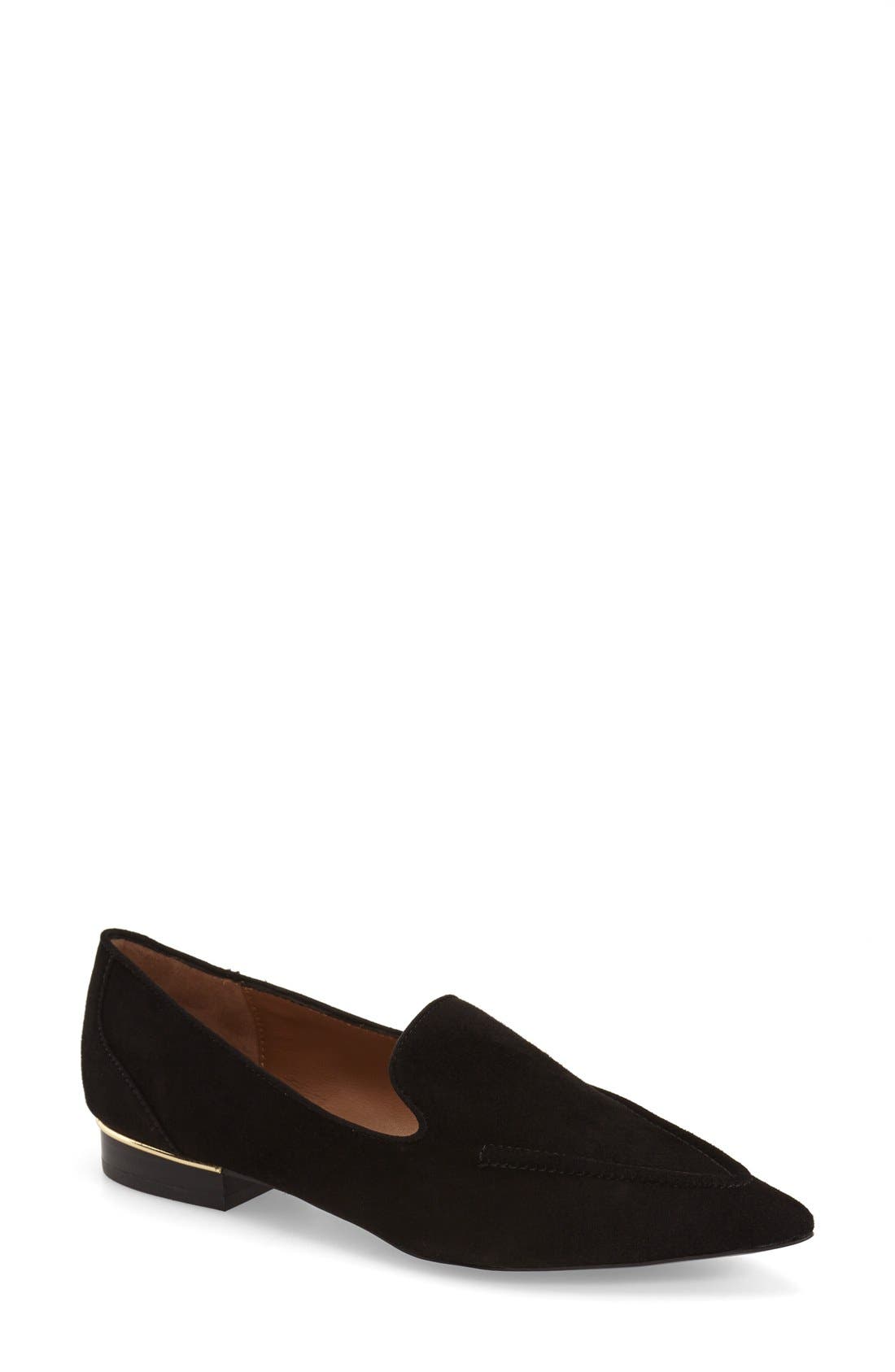 'Kindred' Pointy Toe Loafer, Main, color, BLACK