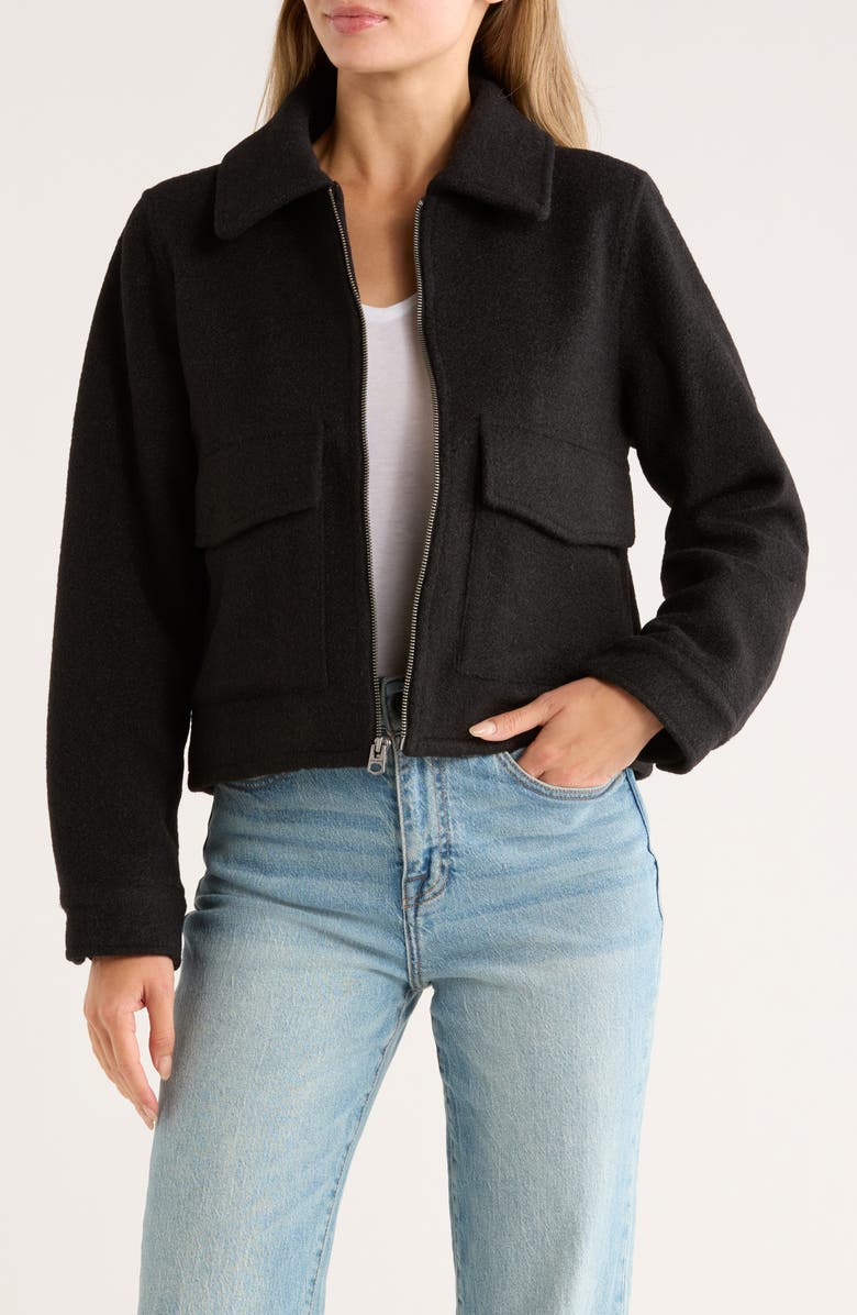 Lucky Brand Missy Zip Up Crop Jacket, Alternate, color, Black
