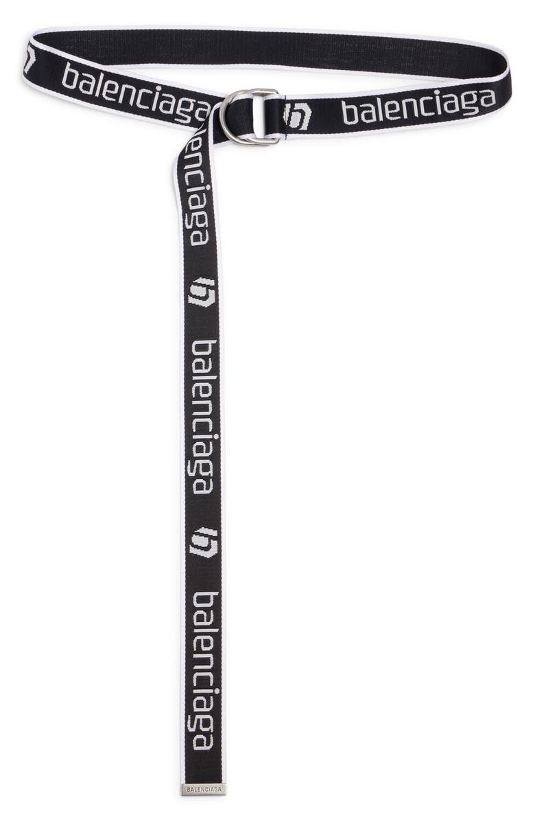 Balenciaga D-Ring Webbed Belt, Alternate, color, Black/ White