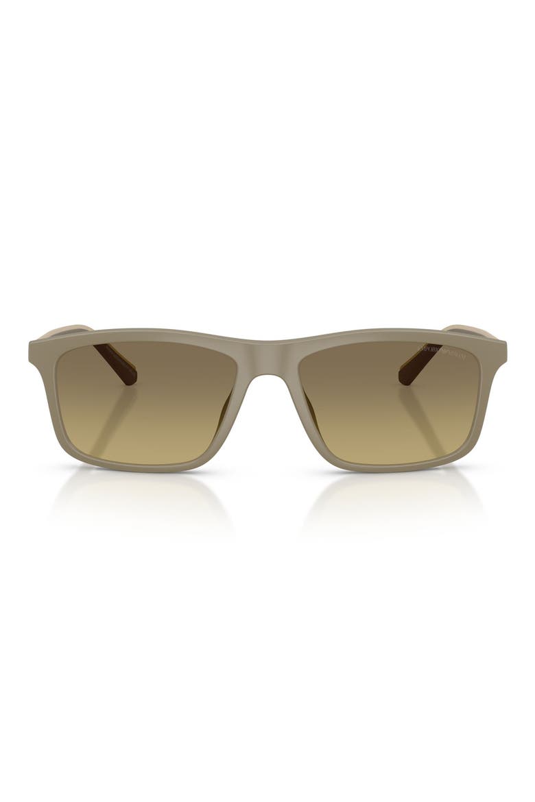 57mm Gradient Pillow Sunglasses, Main, color, MATTE BEIGE / BROWN GREY