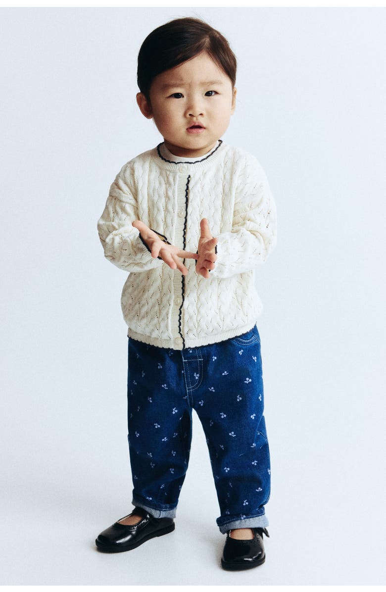 H&M Cotton Trousers, Alternate, color, Dark Denim Blue/Cherries