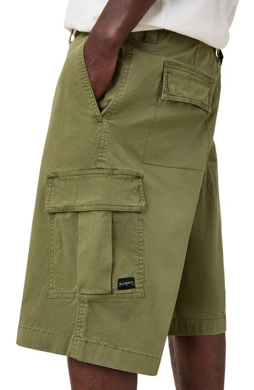 Allsaints Flynn Stretch Cotton Cargo Shorts In Eden Green