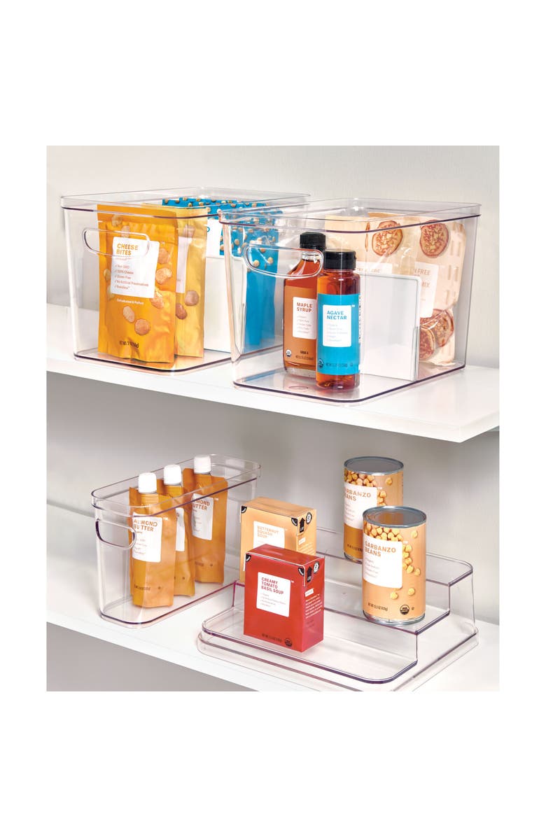 iDesign Divided Pantry Organizer Bin - Set of 4 - Clear/White, Alternate, color, Clear