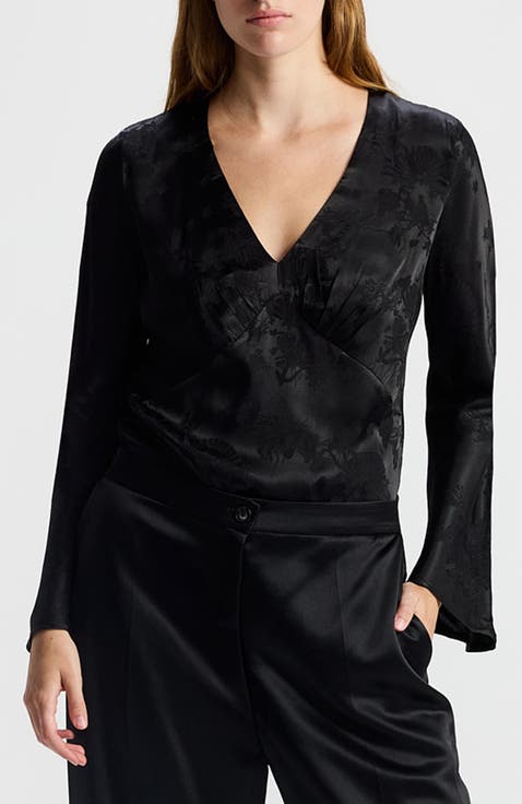 Hanita Floral Bell-sleeve Top