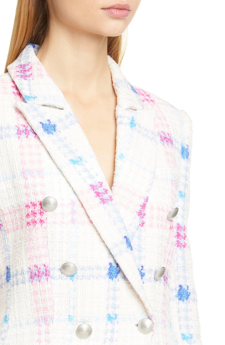 L'AGENCE Kenzie Double Breasted Tweed Blazer, Alternate, color, 